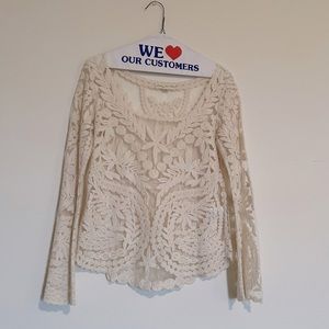 White Scoopneck Lace Shirt!!